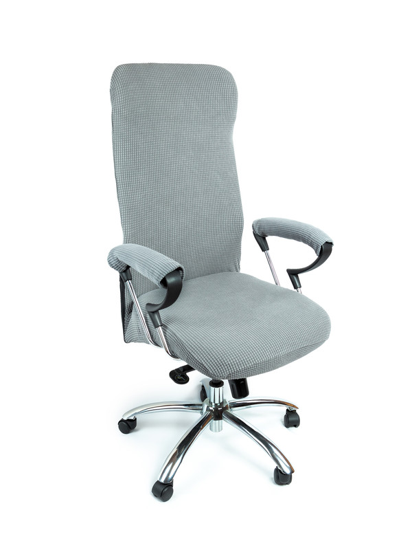 Чехол на стул, компьютерное кресло Crocus-Life B5-LightGray, размер M, цвет: светло-серый