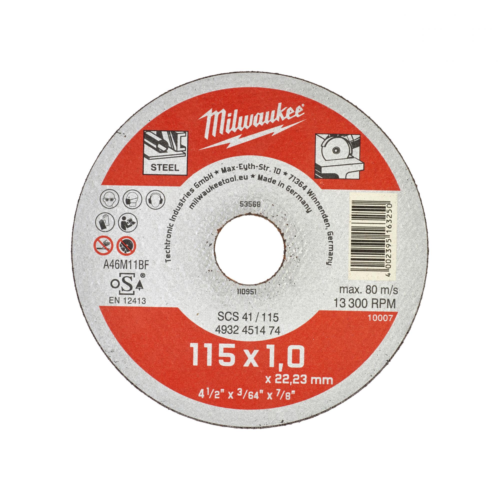 Диск отрезной по металлу Milwaukee 4932451474 115x1x22 мм