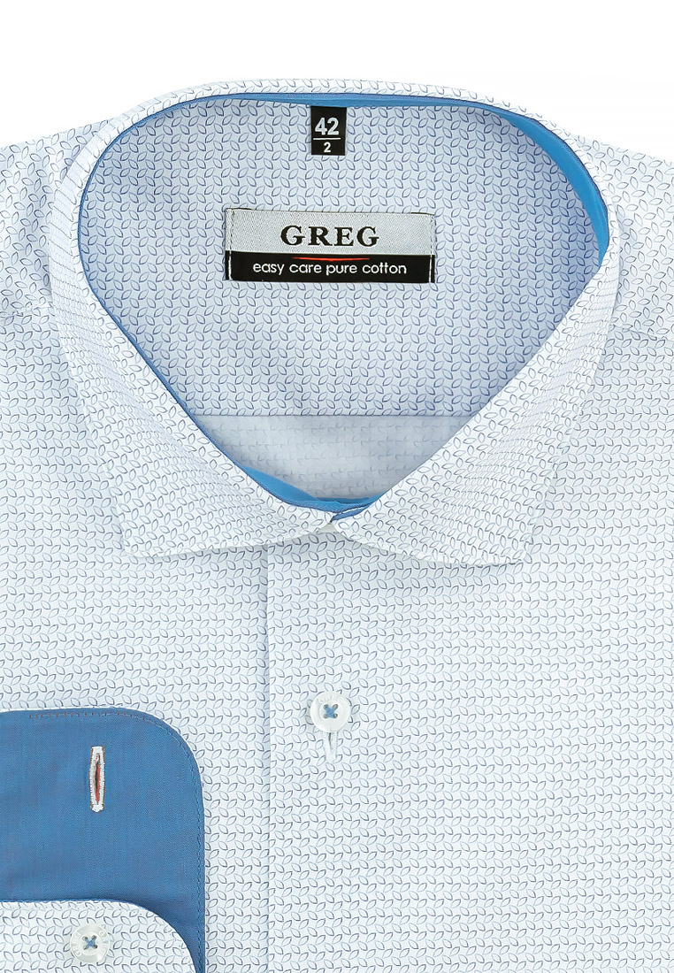 

Рубашка мужская Greg 01-00013518 белая 38, Голубой, 01-00013518