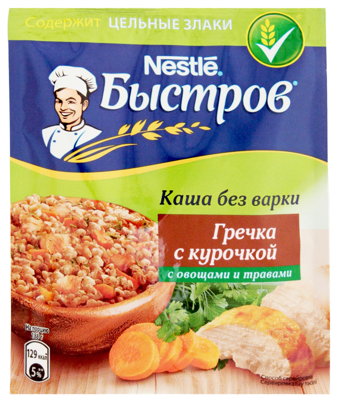 

Каша Быстров Гречневая без варки Курица с овощами и травами 38г