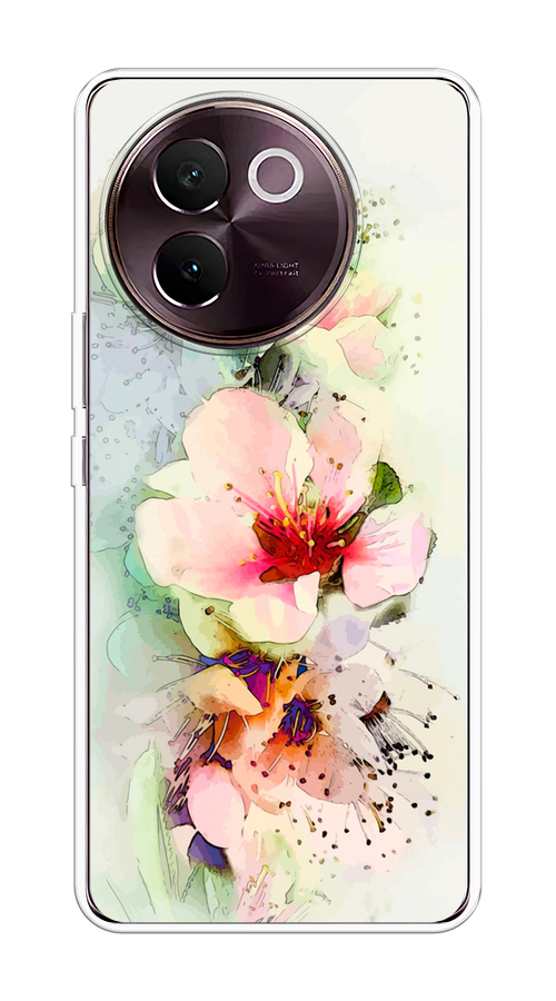 

Чехол на Vivo V30e "Нежные цветы", Зеленый;розовый, 2610550-1