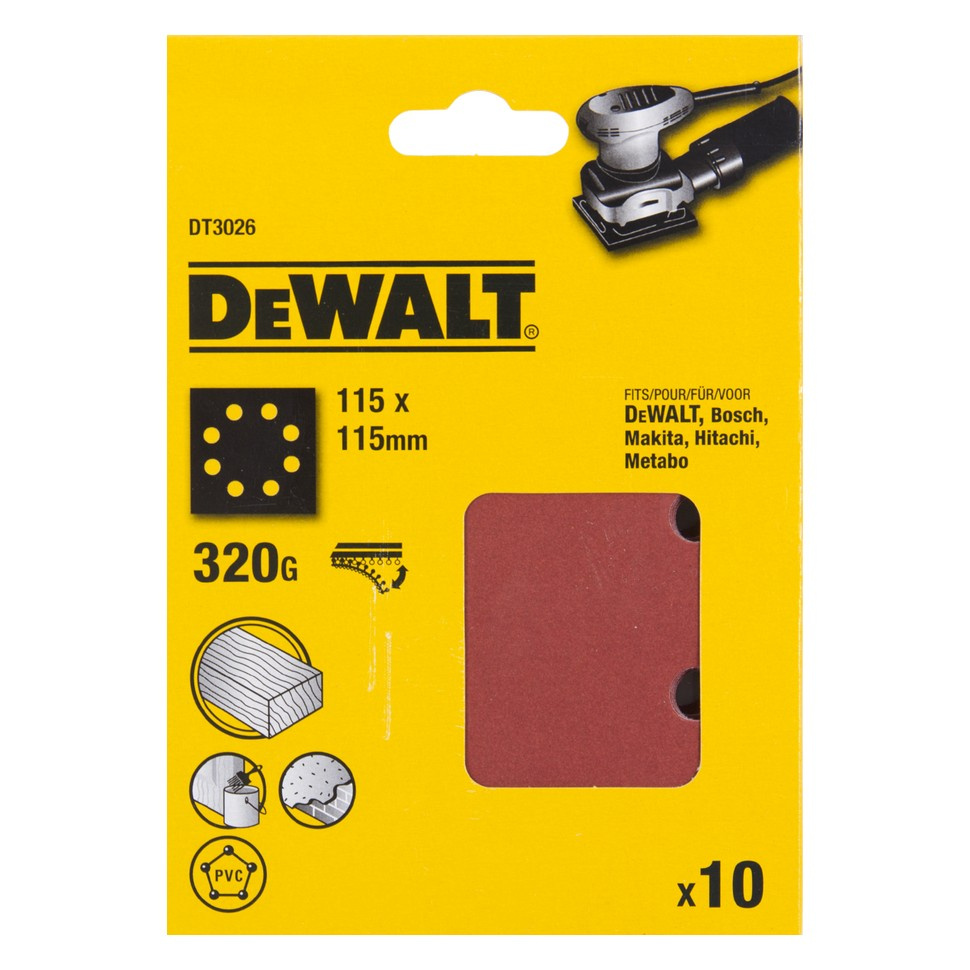 

Шлифлисты перфорированные 115 х 115 мм, P320, 10 шт. DeWalt DT3026