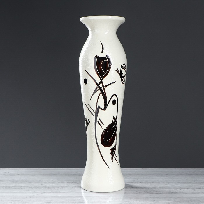 фото Ваза напольная "анита", абстракции, цвет белый, 68 см керамика ручной работы