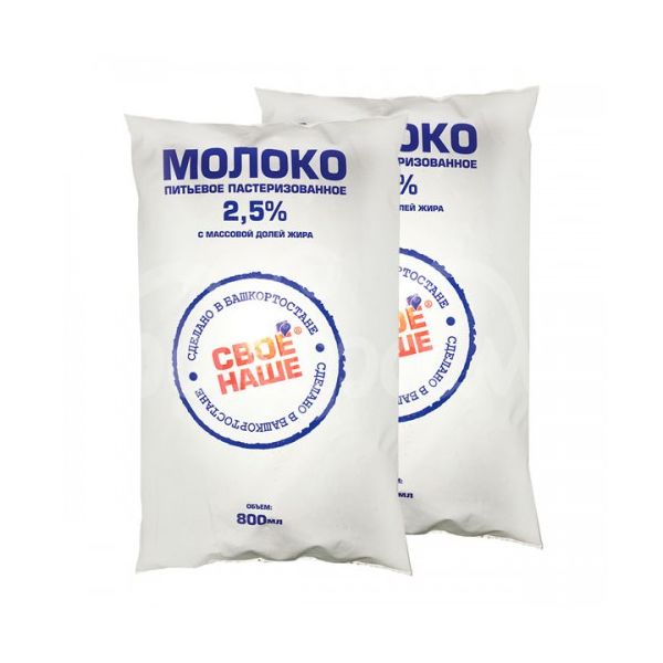 

Молоко 2,5% пастеризованное 800 мл Наш Лидер