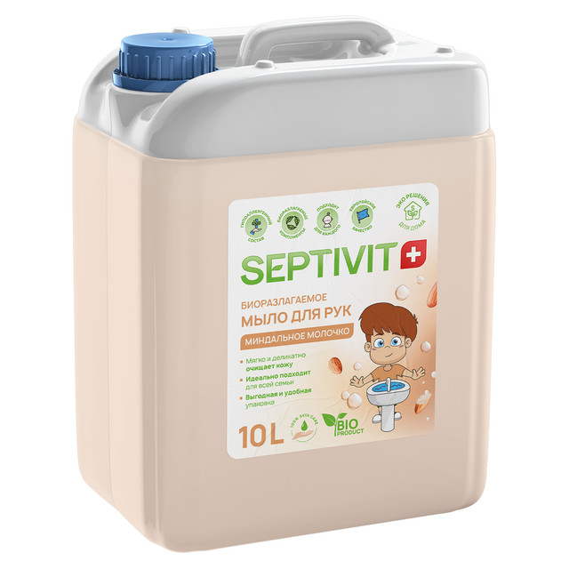 фото Жидкое мыло для рук миндальное молочко septivit premium 10л