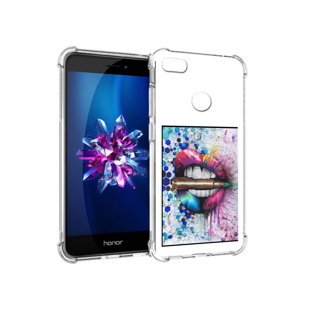 

Чехол MyPads Tocco для Honor 8 Lite разноцветные губы с пулей (PT62584.26.571), Прозрачный, Tocco