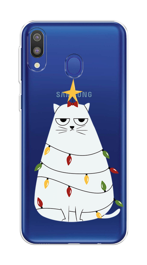 

Чехол на Samsung Galaxy M20 "Котик в гирлянде", Белый;красный;желтый, 27450-1