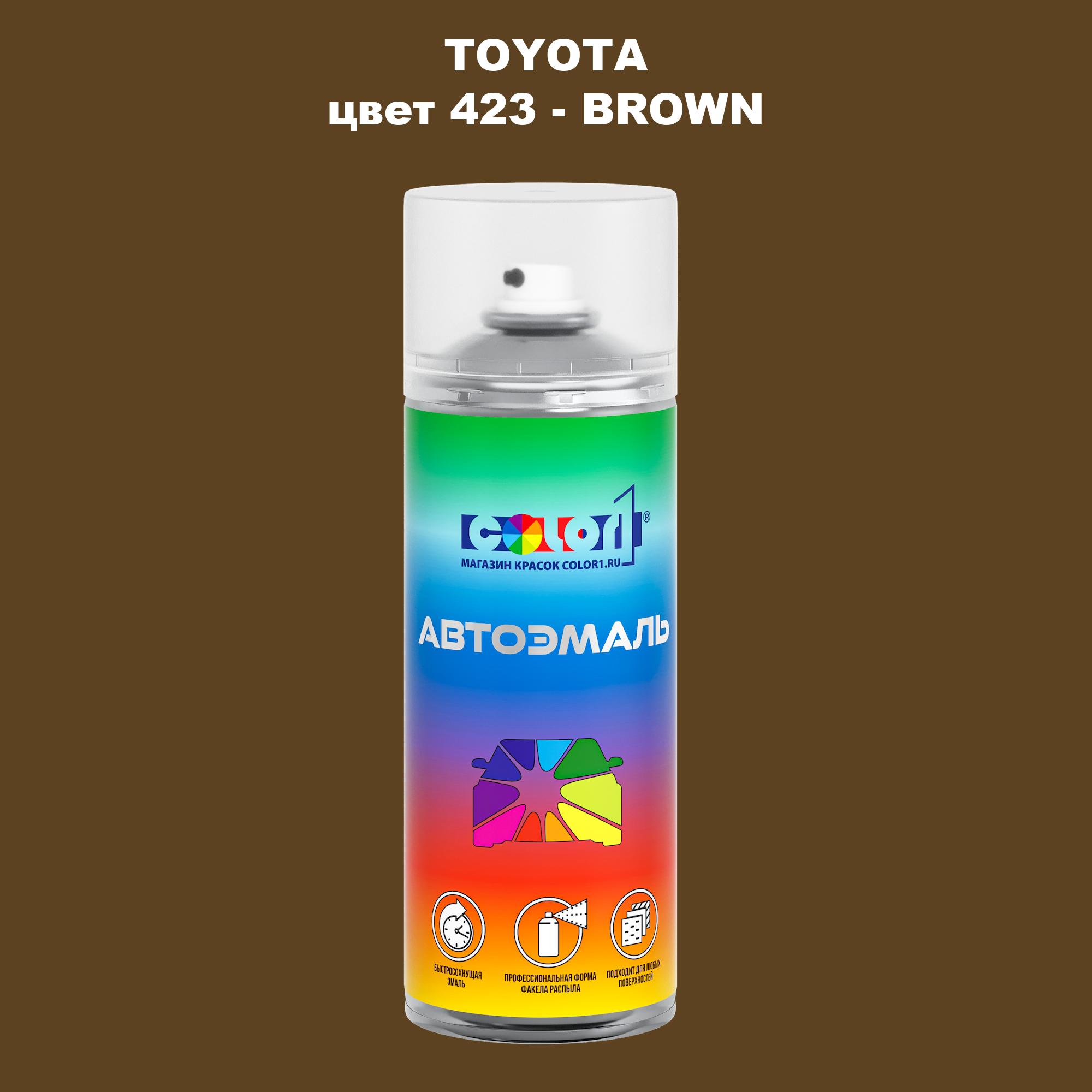 

Аэрозольная краска COLOR1 для TOYOTA, цвет 423 - BROWN, Прозрачный