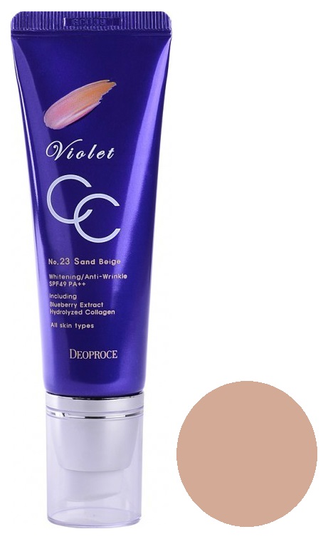 фото Сс средство deoproce violet cc cream 23 песочно-бежевый 50 г