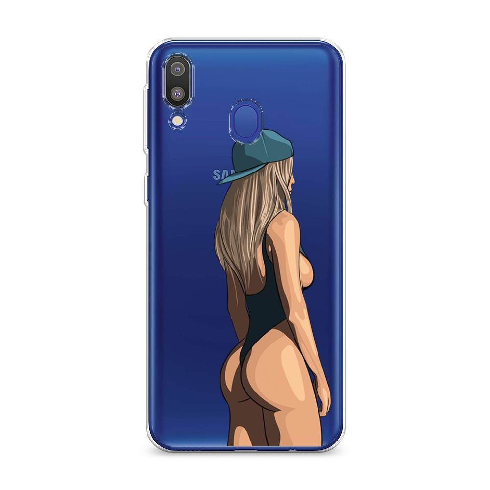 

Чехол на Samsung Galaxy M20 "Девушка в черном купальнике", Зеленый;бежевый;черный, 27450-6