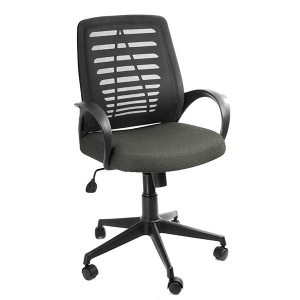 фото Кресло глория ткань, цвет чёрно-серый, механизм топ-ган, подлокотники есть, спинка чёрная фактор кресла