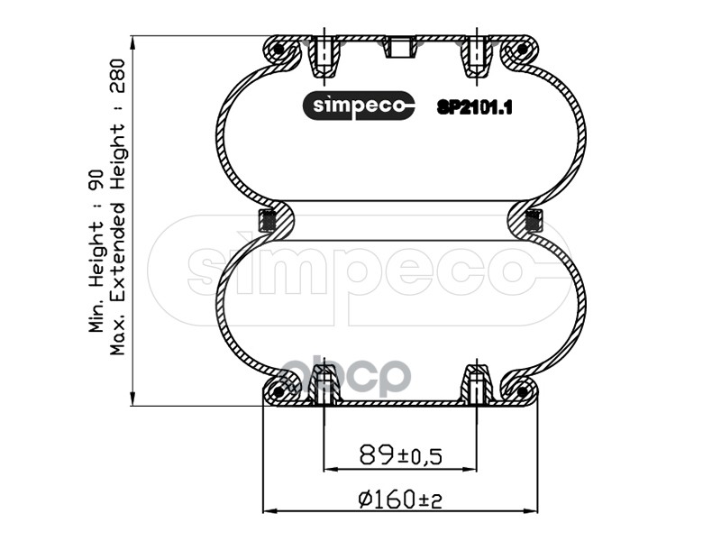 

Пневморессора Многосекционная Hcv SIMPECO арт. SP21011032