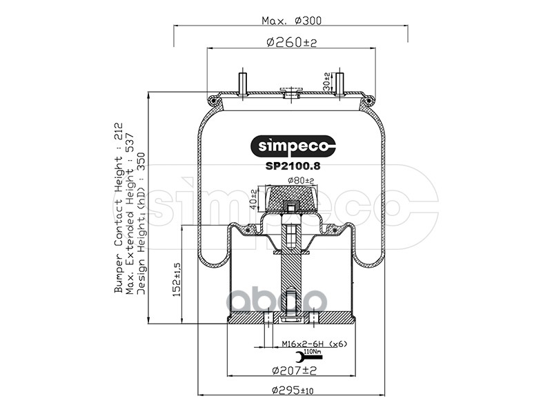 Пневморессора (Со Стальным Стаканом) Hcv SIMPECO арт. SP21008014