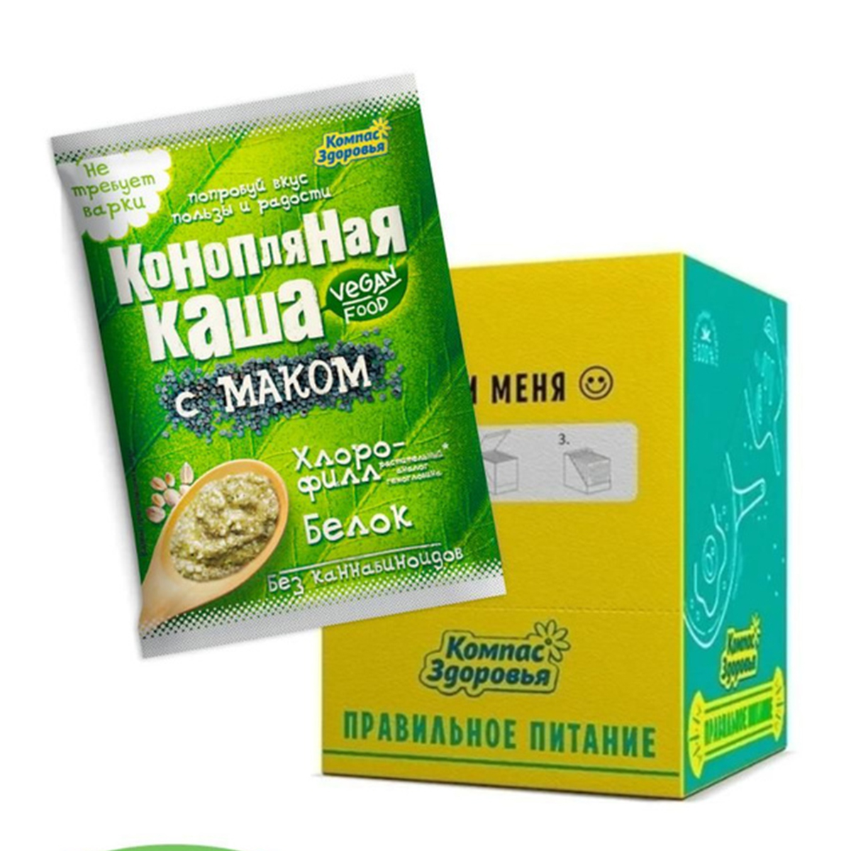 

Каша Компас здоровья конопляная с маком пакетик, в коробке, 10 шт по 30 г