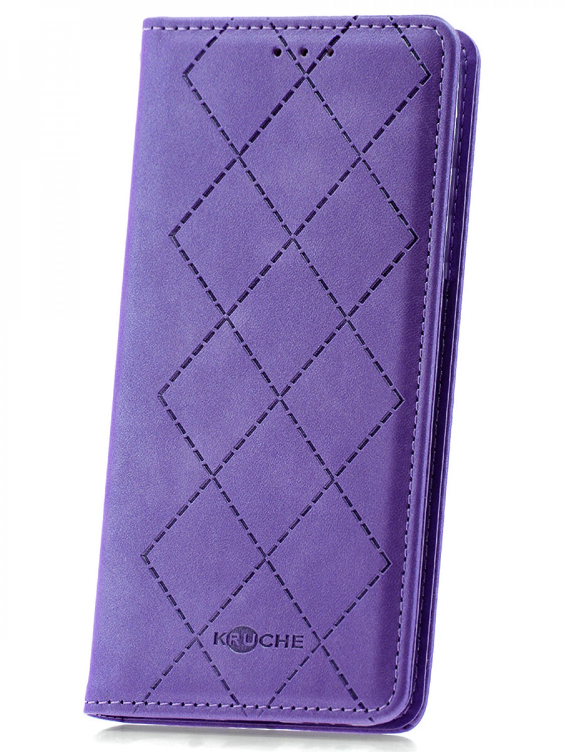 Чехол на iPhone 7 Plus/8 Plus Kruche Rhombus Lilac,книжка с карманом для карт,с магнитом