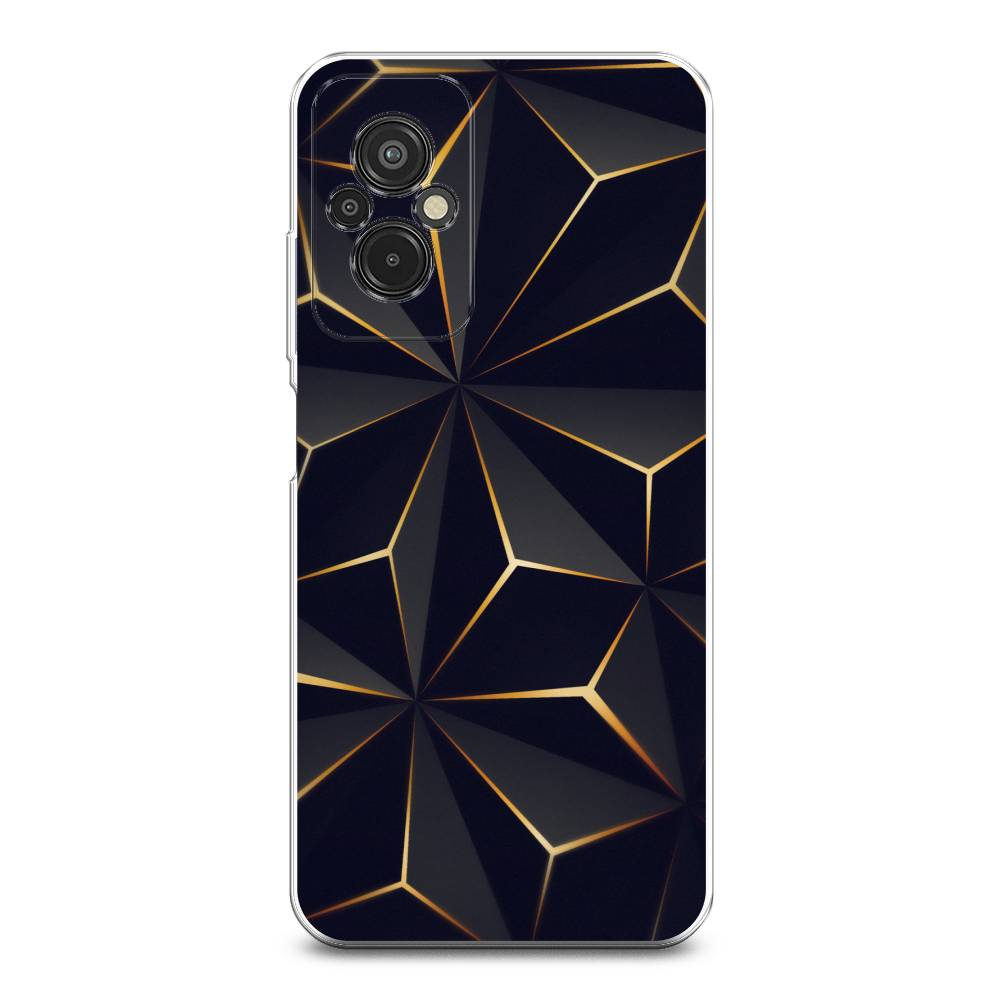 

Чехол на Xiaomi Redmi 11 Prime 4G "Черные полигоны", Золотистый;черный, 316850-3