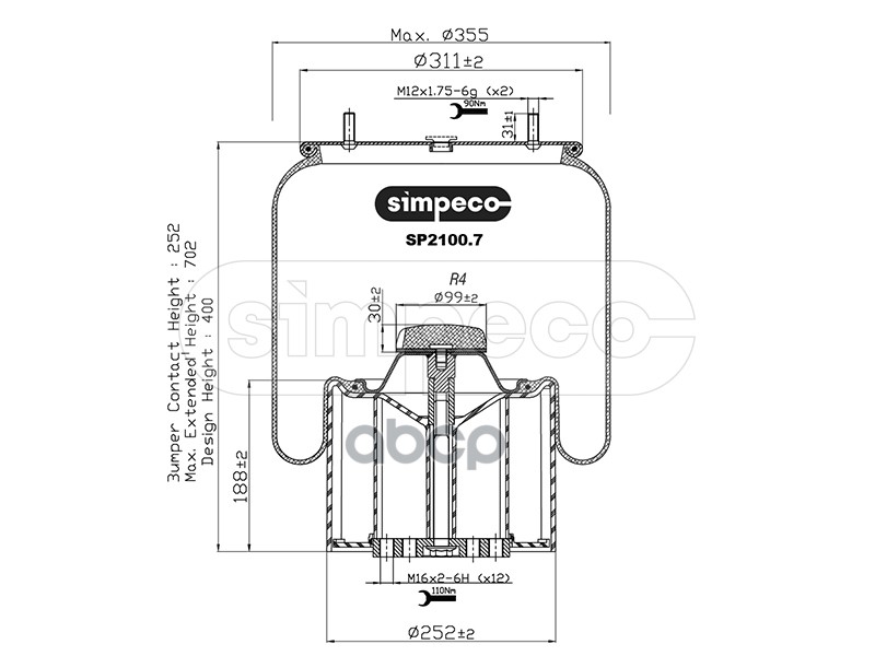 

Пневморессора (С Пласт. Стаканом) Hcv SIMPECO арт. SP21007013