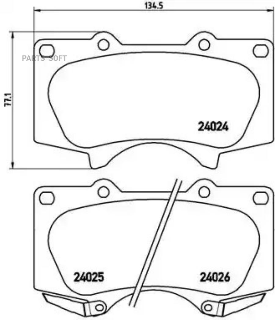 

Тормозный колодки brembo передние дисковые для Toyota 4Runner 95-, Land Cruiser 02- P83066