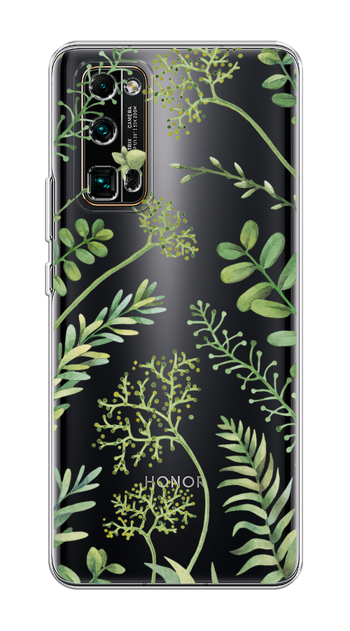 

Чехол на Honor 30 Pro Plus "Green Leaves", Зеленый;прозрачный, 612250-1