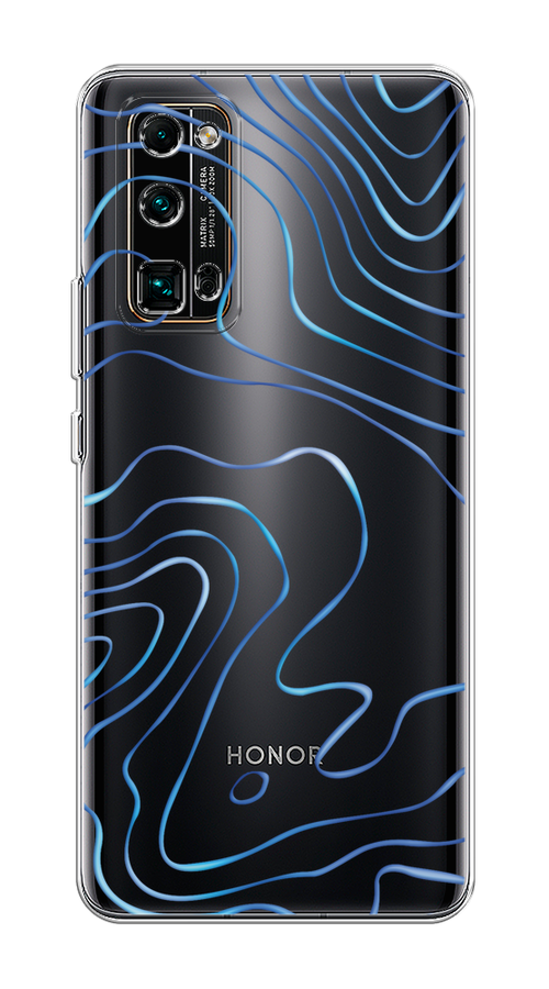 

Чехол на Honor 30 Pro Plus "Blue lines", Прозрачный;синий, 612250-1