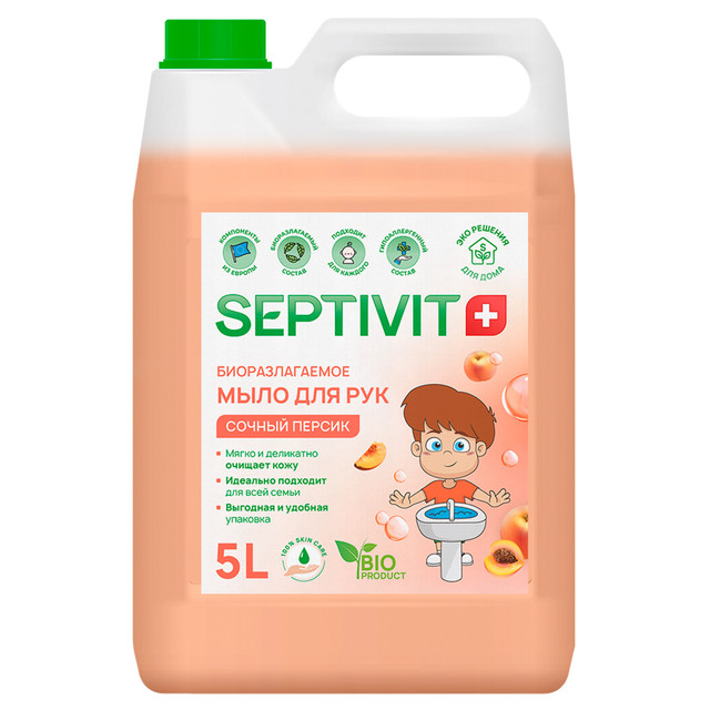 Жидкое мыло для рук Сочный персик Septivit Premium 5л