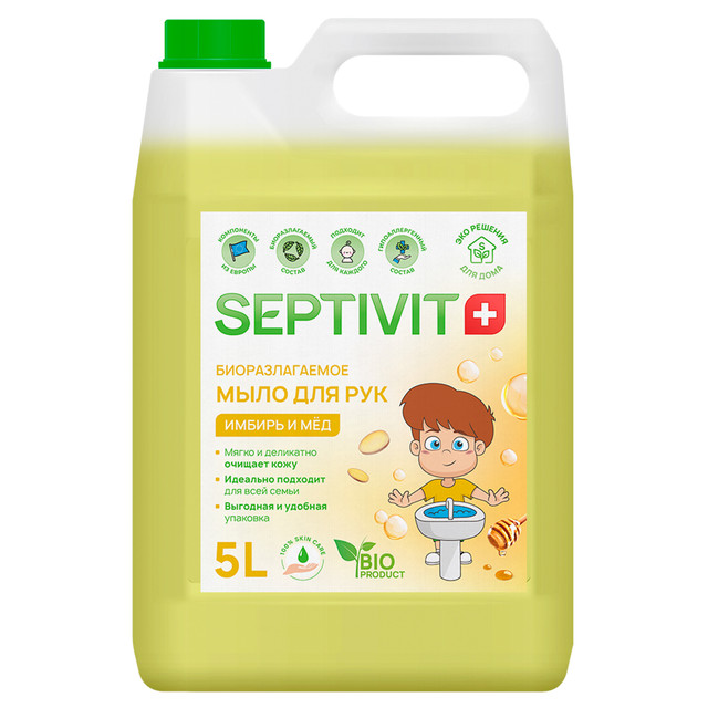 Купить Жидкое мыло для рук Имбирь и мед Septivit Premium 5л