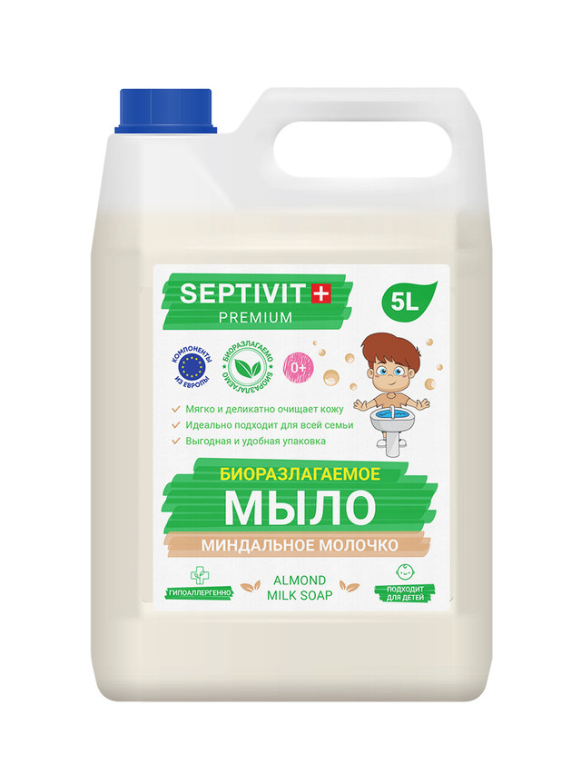 фото Жидкое мыло для рук миндальное молочко septivit premium 5л