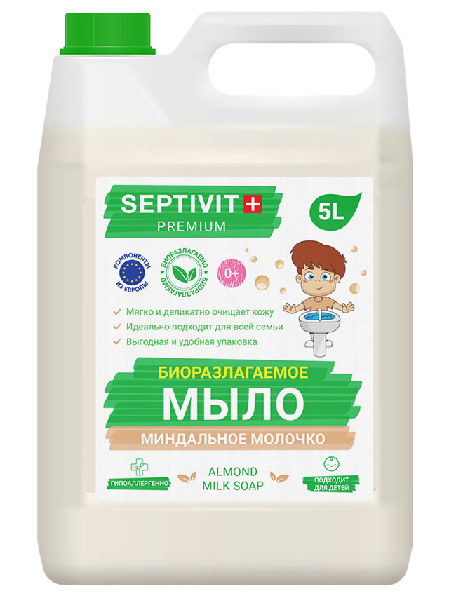 фото Жидкое мыло для рук миндальное молочко septivit premium 5л