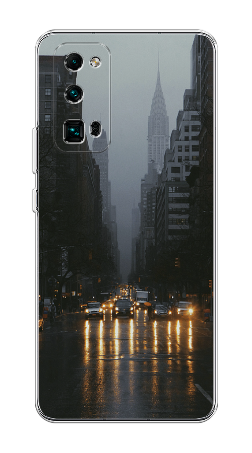 

Чехол на Honor 30 Pro Plus "Дождливый Нью Йорк", Черный;серый, 612250-1