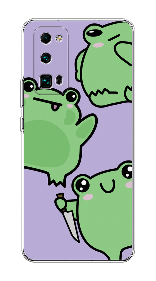 

Чехол на Honor 30 Pro Plus "Опасные лягушата", Фиолетовый;зеленый;черный, 612250-1