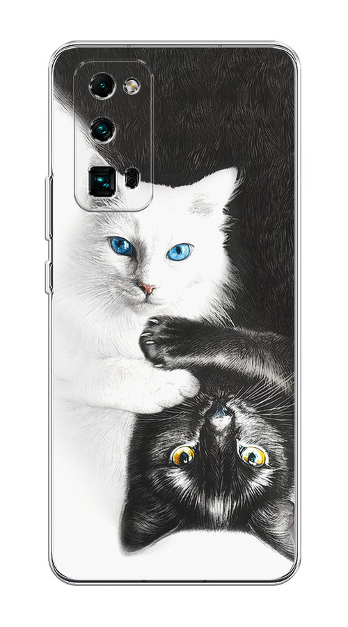 

Чехол на Honor 30 Pro Plus "Коты Инь-Янь", Черный;белый;голубой, 612250-1