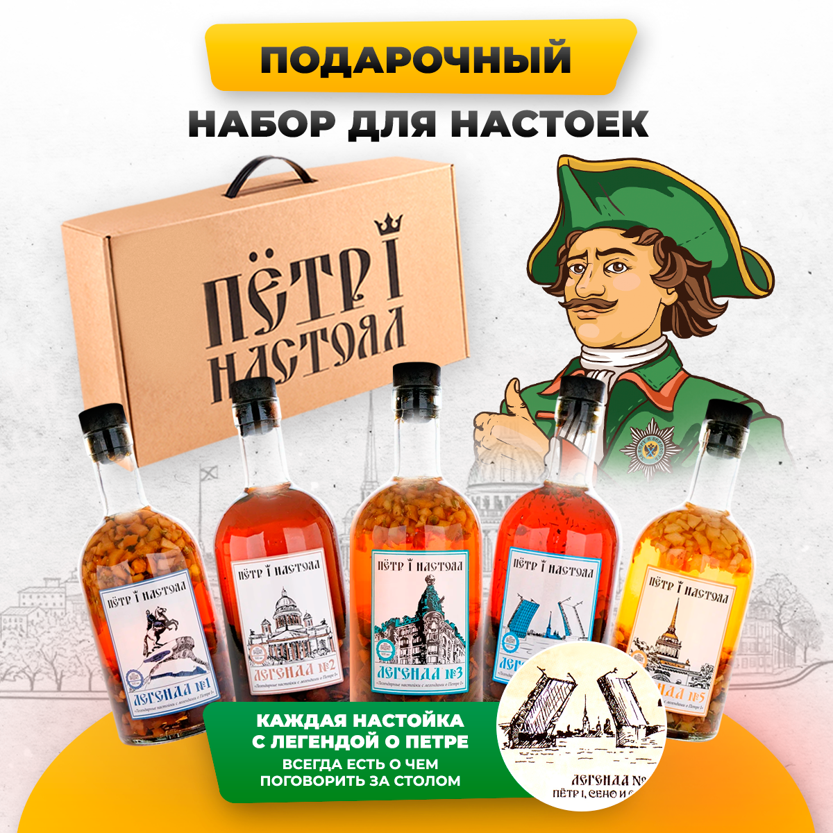 

Подарочный набор для приготовления настоек Пётр I Настоял