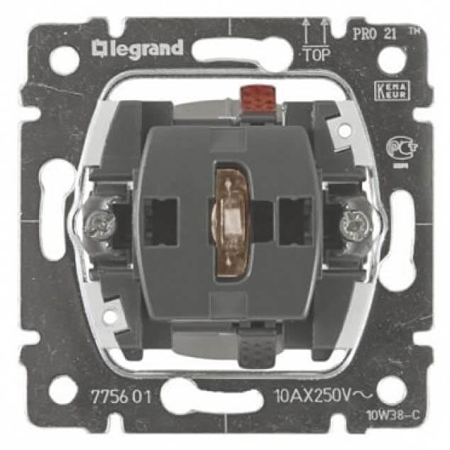 фото Выключатель одноклавишный legrand galea life 10a 250v с нейтралью подсветкой 775601