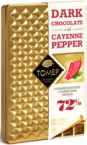 Tomer, Dark Chocolate with Cayenne Pepper, metal case
