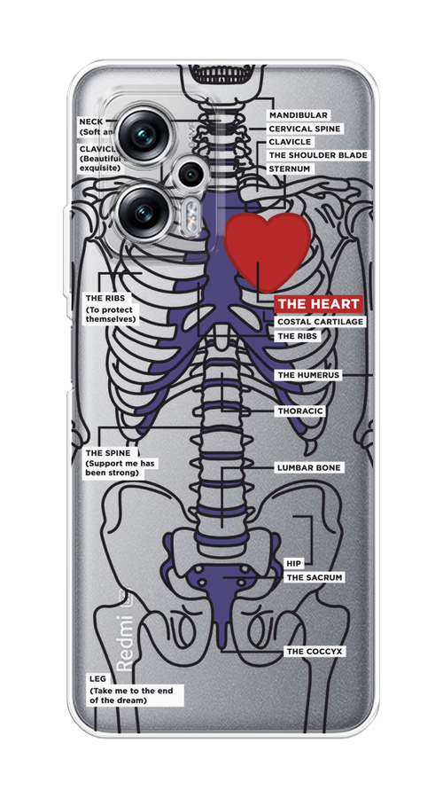 

Чехол на Poco X4 GT/Redmi Note 11T Pro/11T Pro Plus "Скелет человека", Прозрачный;синий;красный, 315450-1