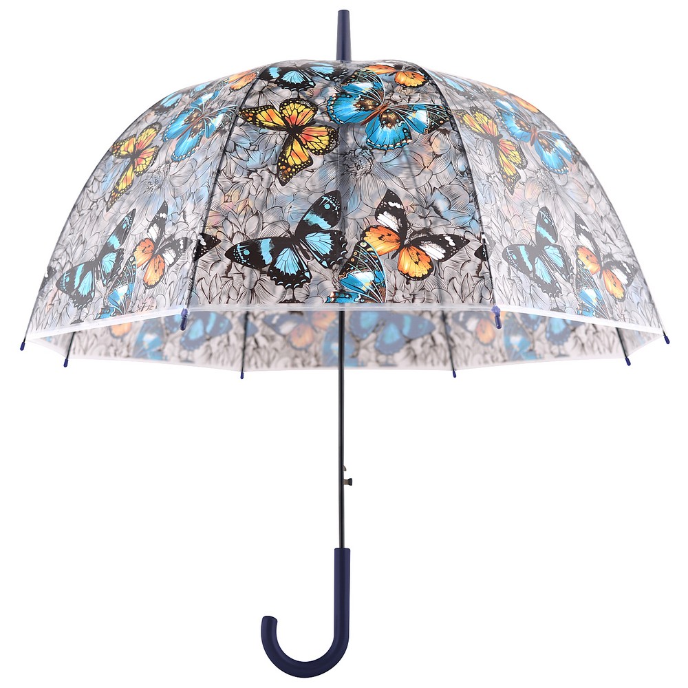 Зонт-трость унисекс полуавтоматический ДомРан Бал бабочек разноцветный