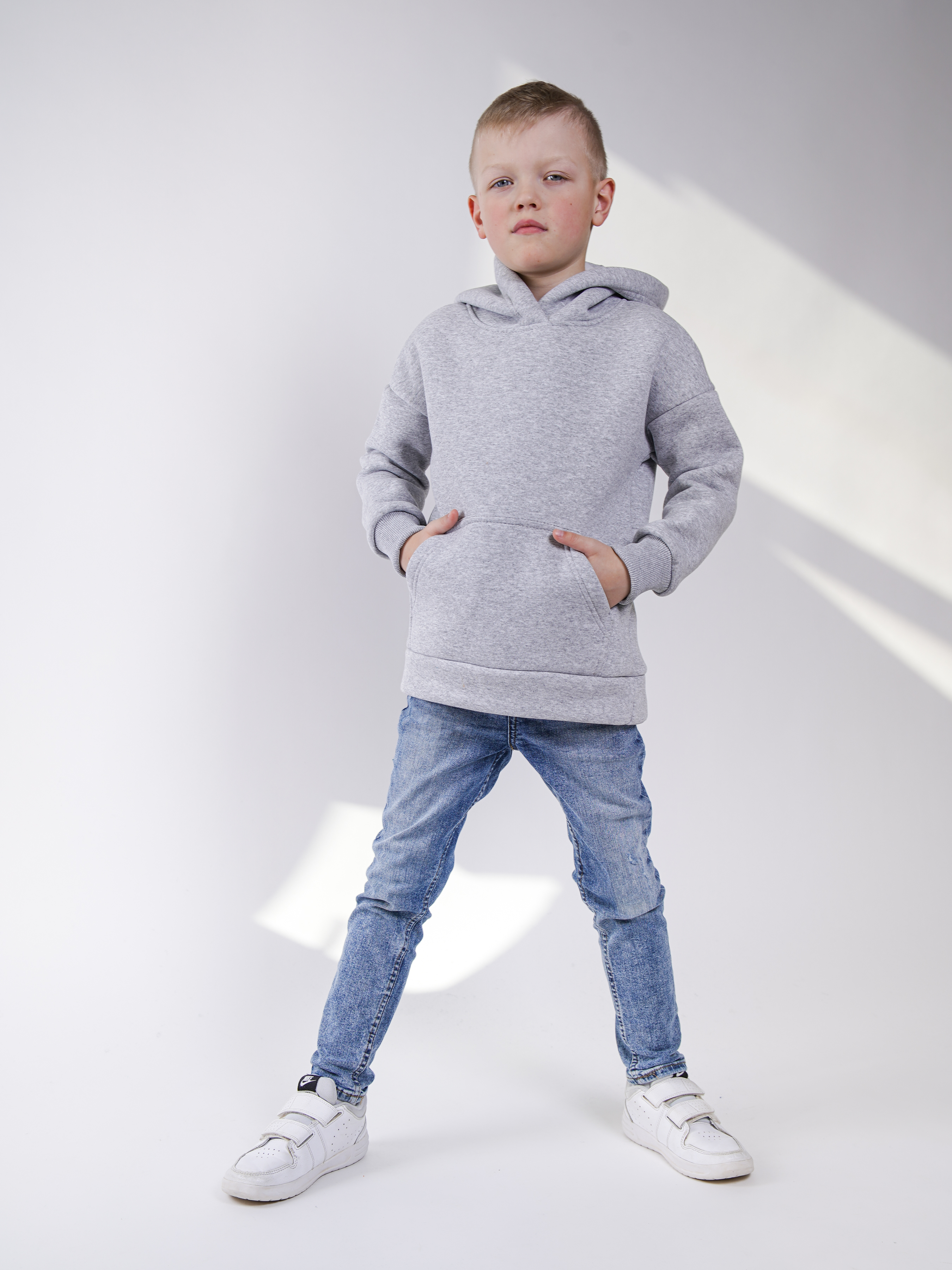 Худи детское LikeRostik hoodie, серый меланж, 128