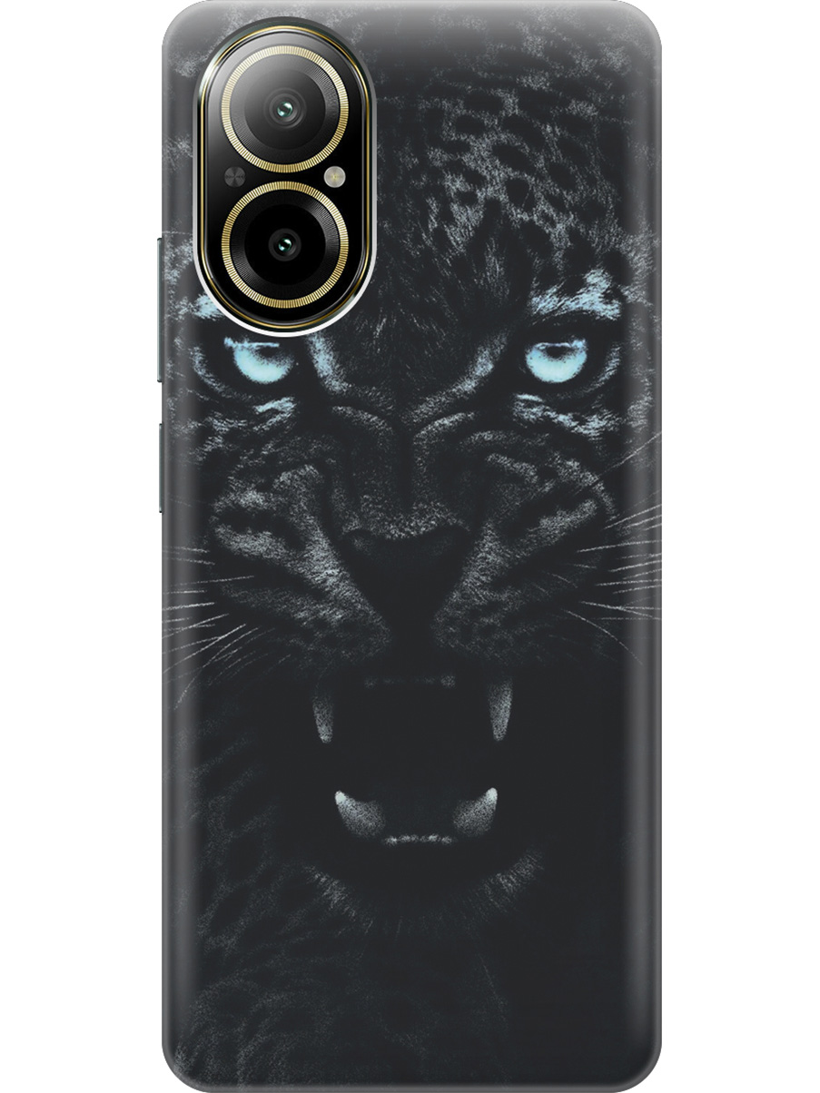 

Силиконовый чехол на Realme C67 с рисунком "Голубоглазая пантера", Голубой;черный, 20012142