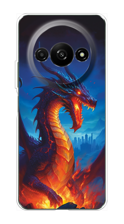 

Чехол на Redmi A3 "Дракон над лавой", Оранжевый;коричневый;синий, 321250-1