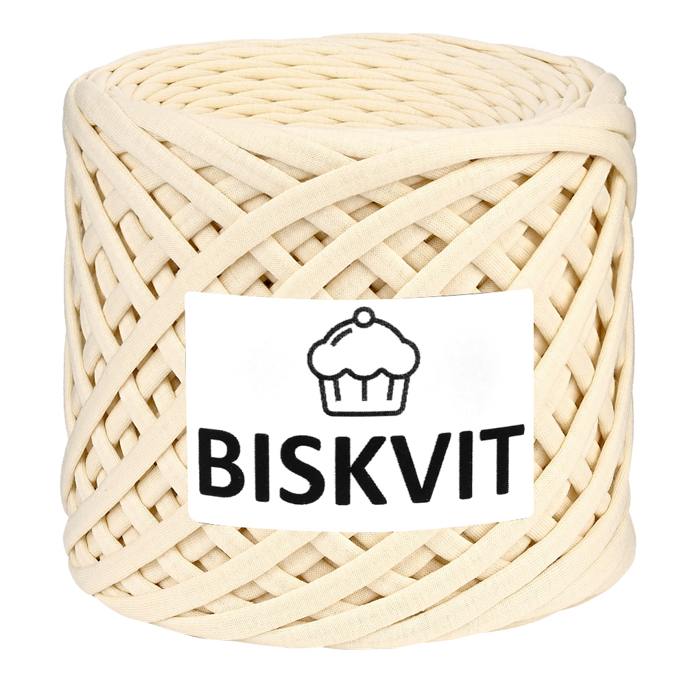 

Трикотажная пряжа для вязания BISKVIT Сливочный, 100% хлопок, 7-9мм, 100м, Бежевый, BISKVIT