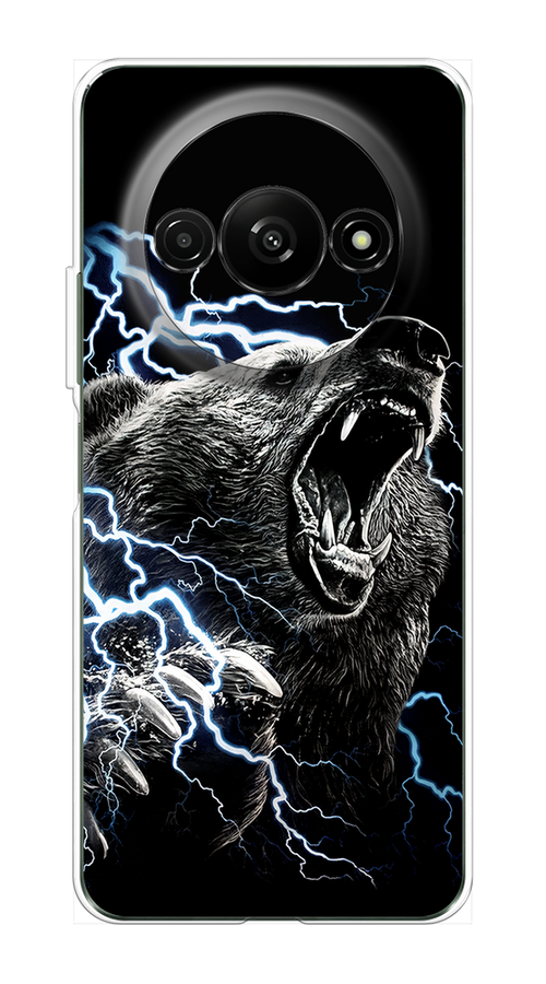 

Чехол на Redmi A3 "Гроза и медведь", Черный;серый;серебристый, 321250-1