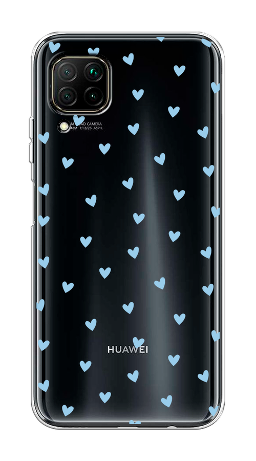 Чехол на Huawei P40 Lite/Nova 6 SE/Nova 7i "Голубые сердечки паттерн" 611650-1 голубой,  прозрачный