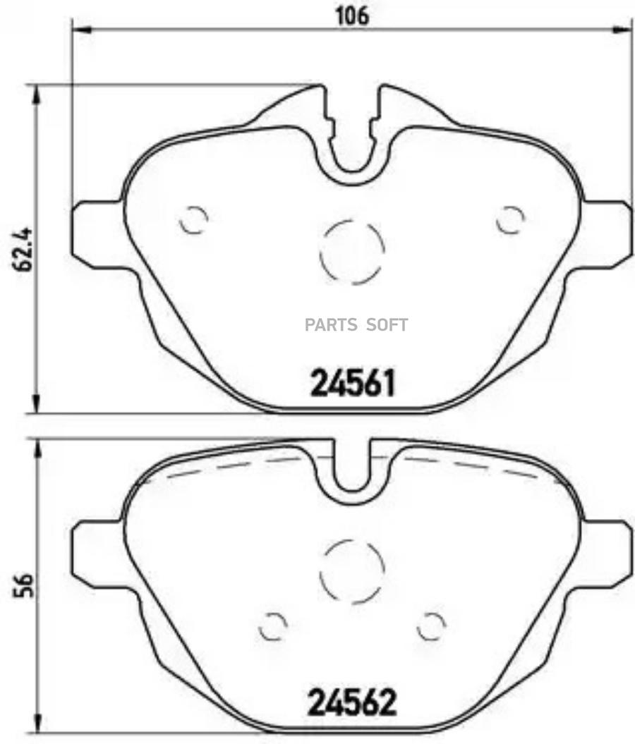 

Тормозные колодки brembo задние дисковые для BMW 5 F10, X3 F25, Z4 E91 P06064