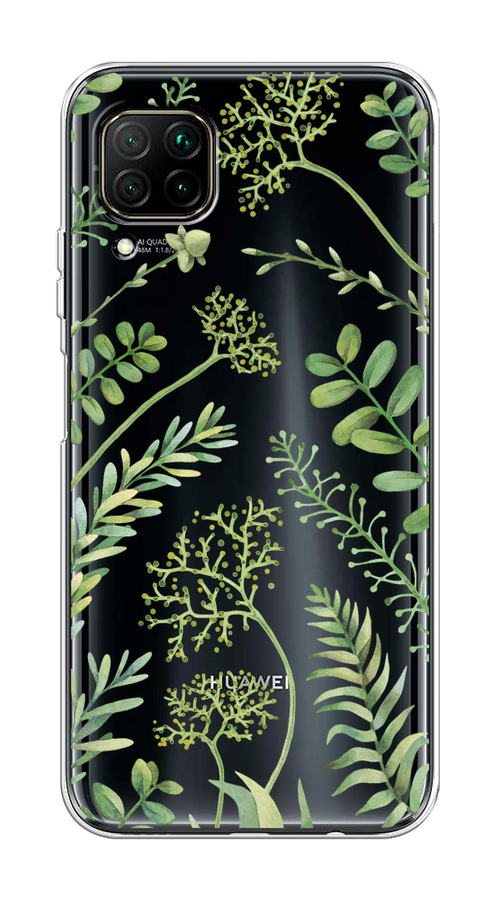 

Чехол на Huawei P40 Lite/Nova 6 SE/Nova 7i "Green Leaves", Зеленый;прозрачный, 611650-1