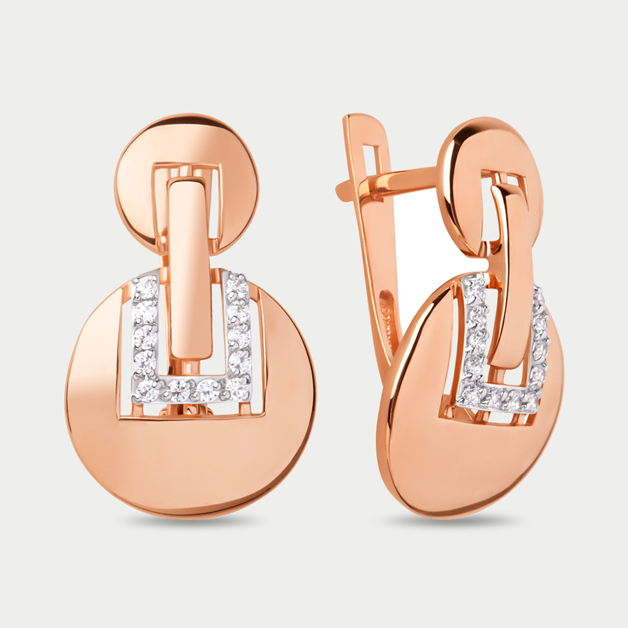 Серьги из розового золота Династия 025762-1102, фианит