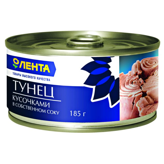 

Тунец Командор кусочки в собственном соку 185 г