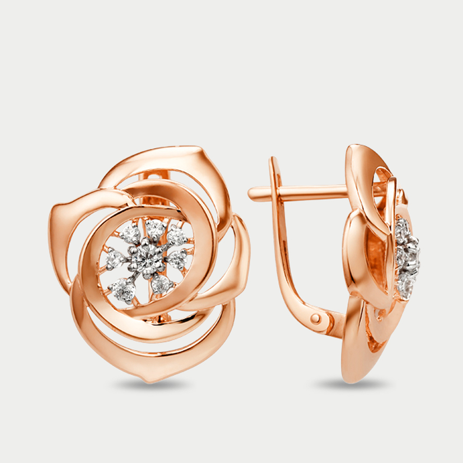 

Серьги из розового золота Династия 006552-1102, фианит, 006552-1102