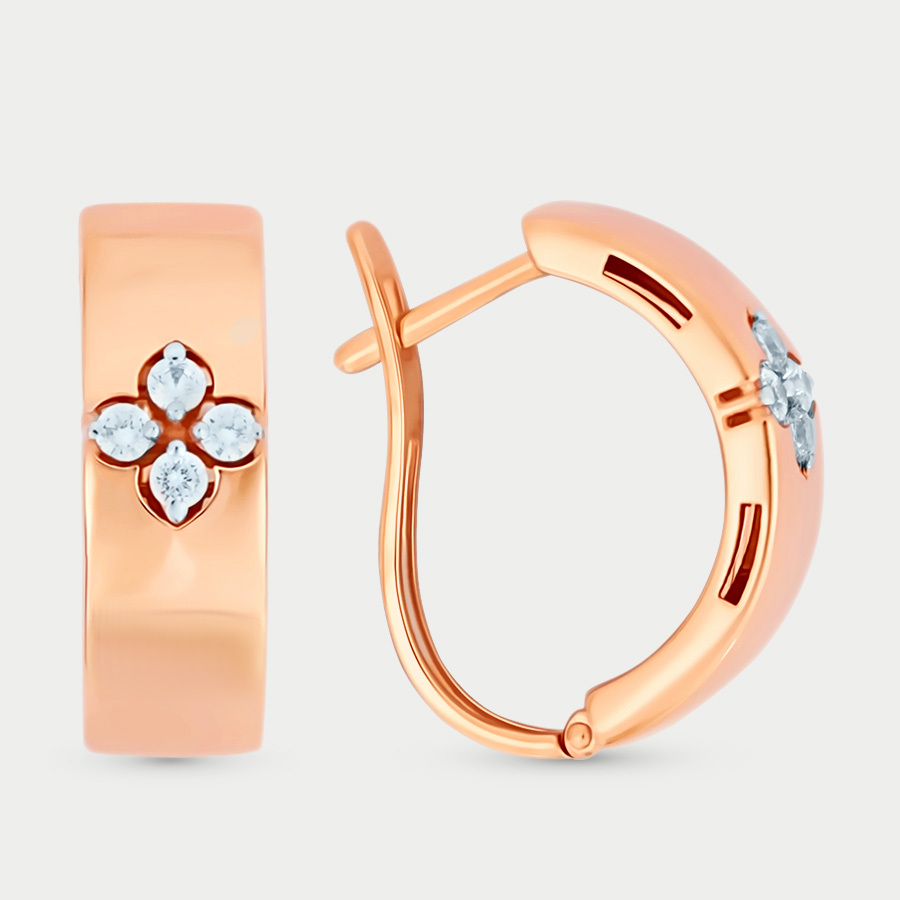 

Серьги из розового золота Династия 900742-1102, фианит, 900742-1102