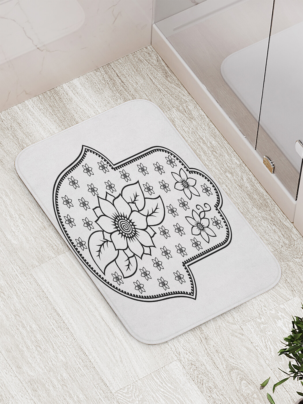 

Коврик противоскользящий JoyArty "Цветок в хамсе" для ванной, сауны, бассейна, 77х52 см, Цветок в хамсе