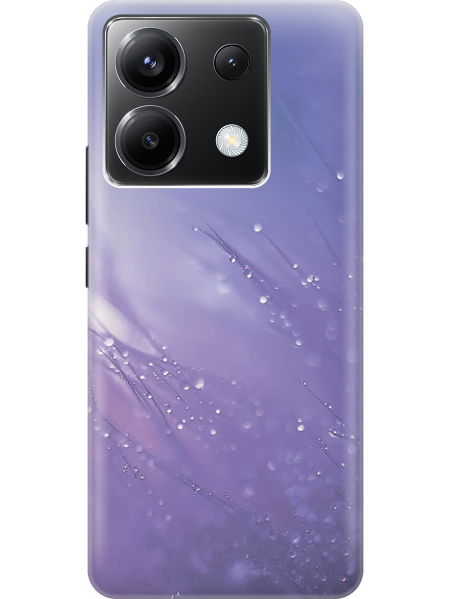 

Чехол на Xiaomi Redmi Note 13 Pro 5G / Poco X6 5G "Капли на синей траве", Белый;синий, 20012103
